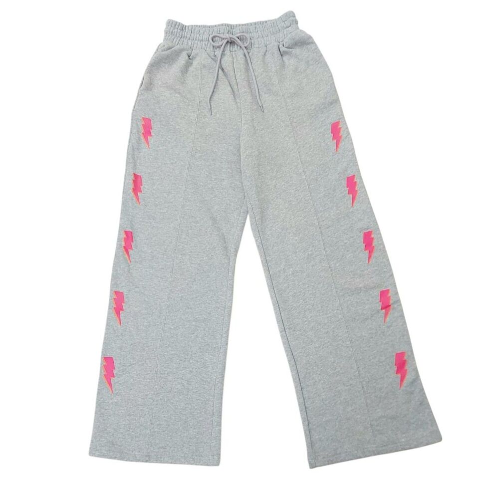 Celebrity Pink Wide Leg Fleece Pants Womens Medium Gray Cotton Soft Sweatpants